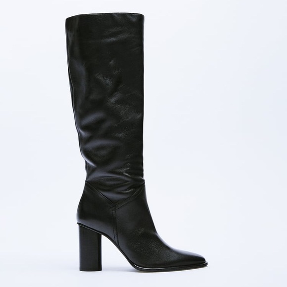 ZARA HEELED LEATHER KNEE HIGH BOOTS BLOGGERS FAV BRAND NEW WITH TAGS US 9 EUR 40 - Picture 1 of 4